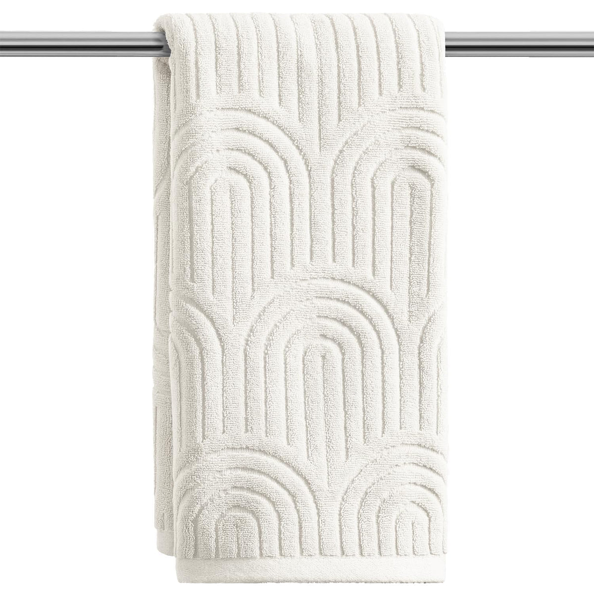 Artoid Mode 2 Pcs Caramel 3D Arched Stripes Jacquard Hand Towels for Bathroom, 100% Cotton Soft Absorbent Bathroom Decor Towels, 13.7 x 29.5 Inch