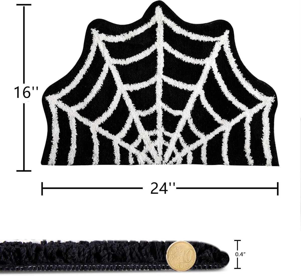Estmy Gothic Bath Mat Spider Web Black Halloween Bathroom Rugs Non Slip Washable, 16x24 Funky Spooky Cute Fun Bath Mat Shower Rugs Halloween Bathroom Decor Ultra Soft Great Absorbency
