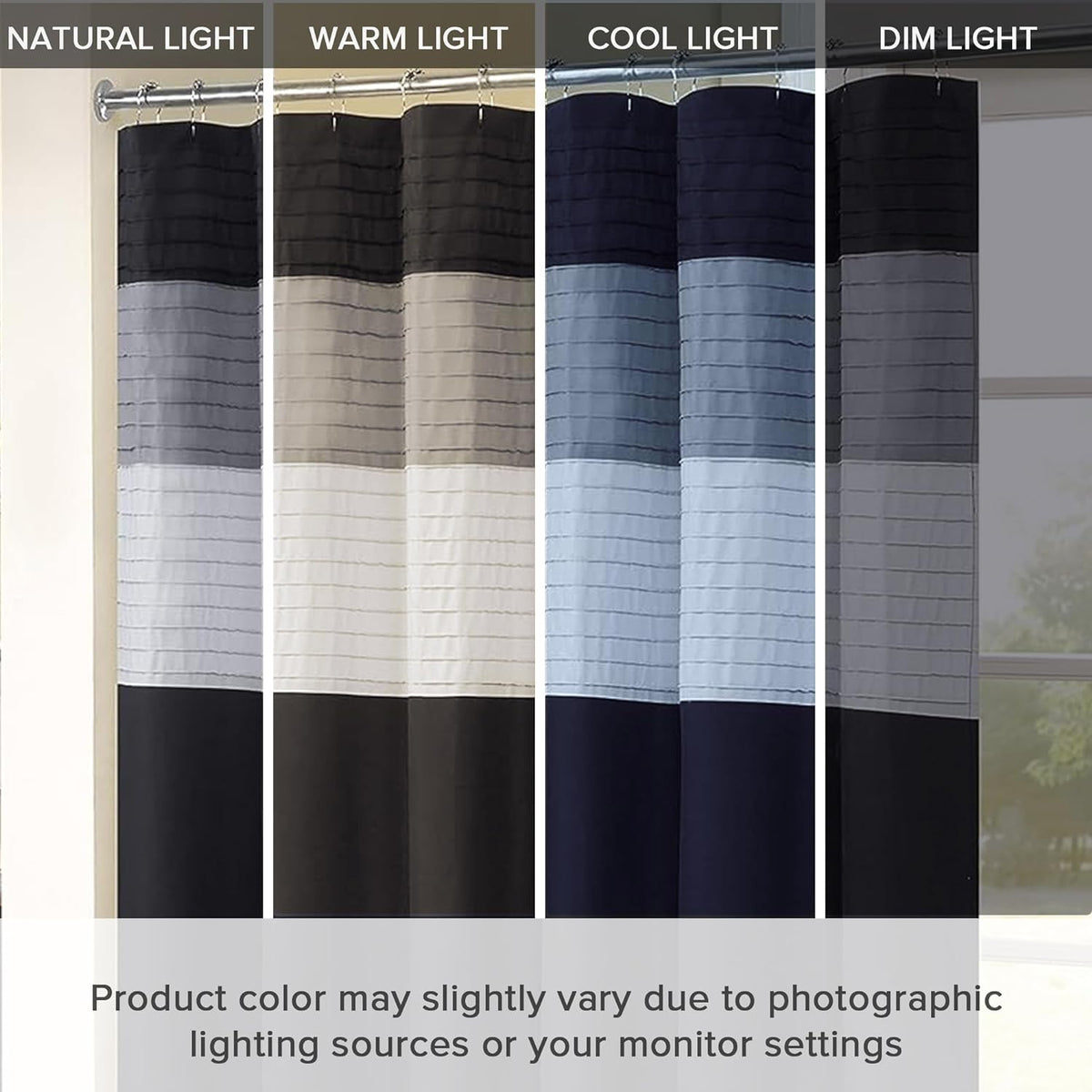 Comfort Spaces Windsor Shower Curtain for Bathroom, 72 x 72, Black