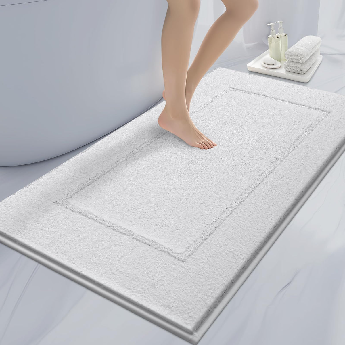 anllugs Bathroom Rugs, 20" x 30" Soft Bath Rugs, Olive Green & Green