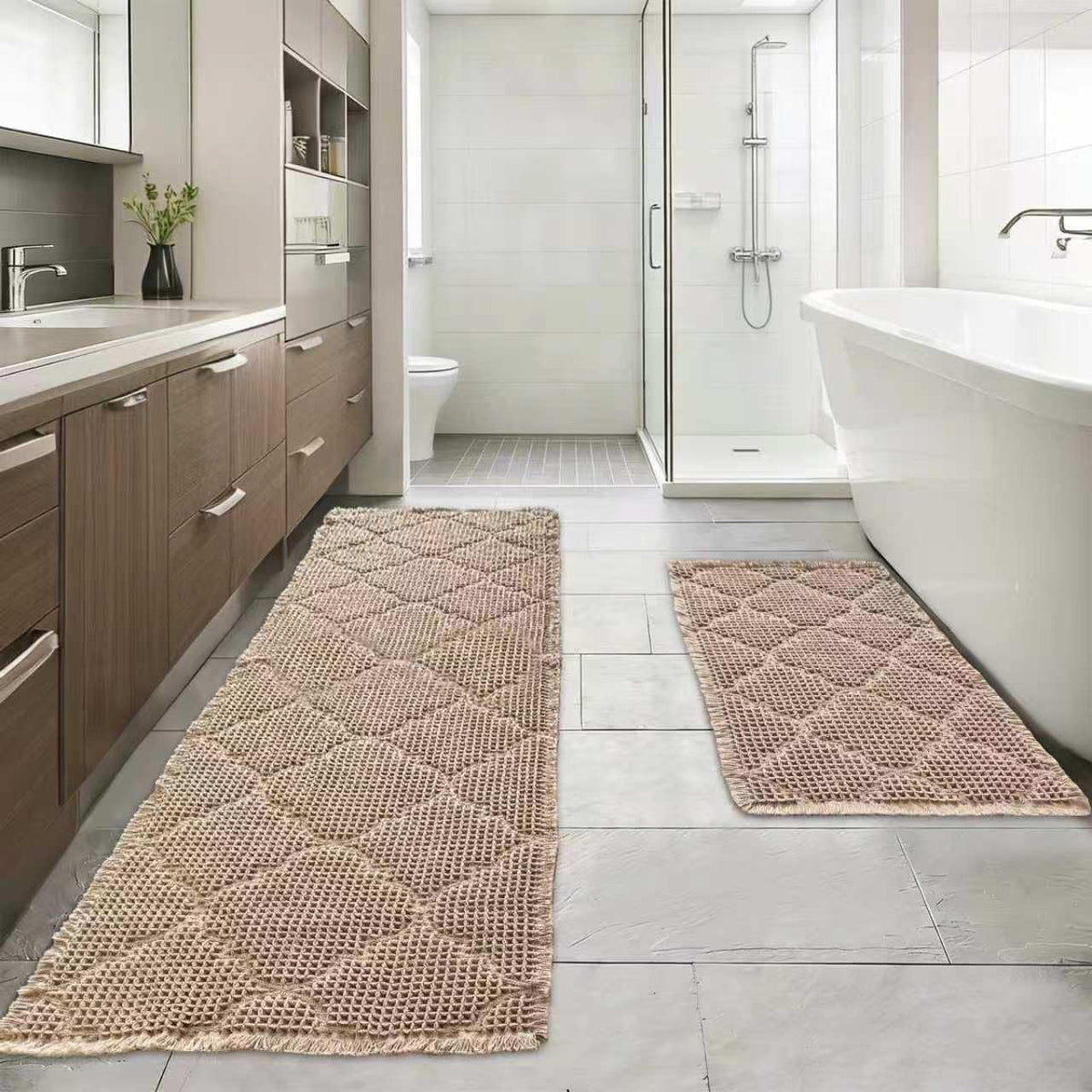 ZALL Waffle Bath Mat,Dark Green Super Absorbent Non Slip Bathroom Rug,17x24inch,Machine Washable Ultra Soft Floor Mats
