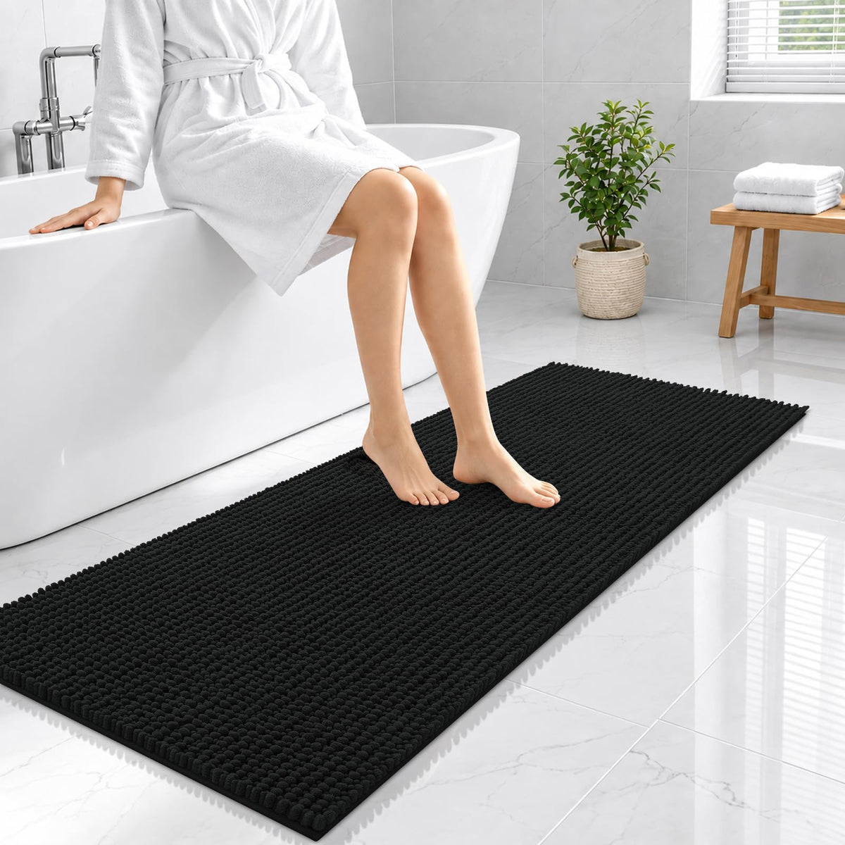 Smiry Thick Bathroom Rugs 30x20, Extra Soft Absorbent Chenille Bath Mat