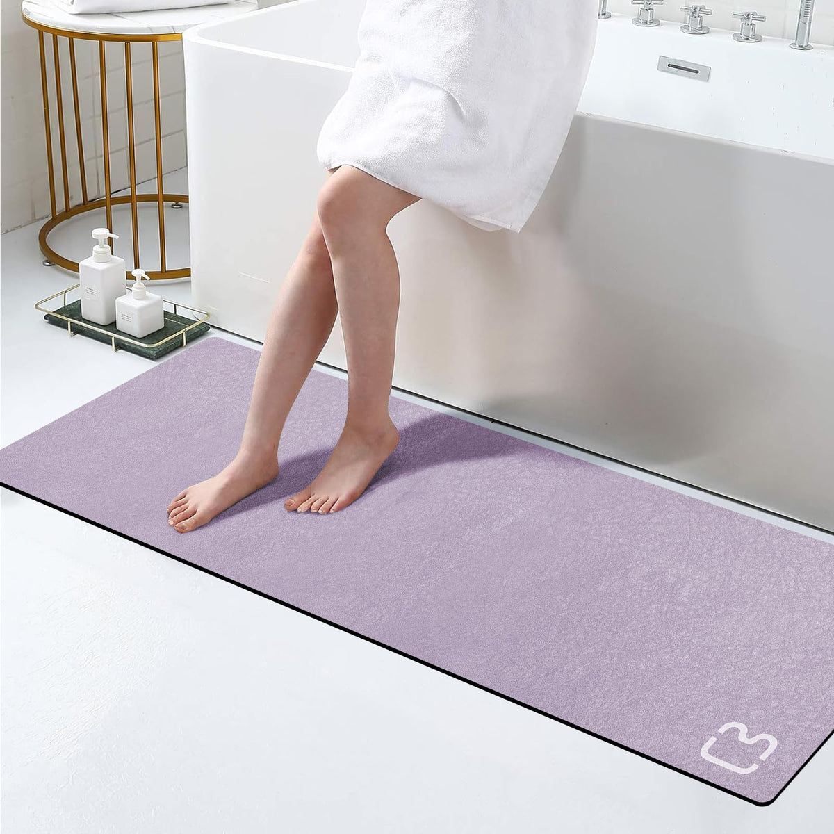 Dark Grey Long Bathroom Rugs Large Stone Bath Mats for Bathroom,15.7"x47.2"