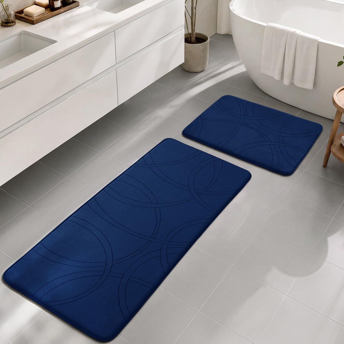 YIHOUSE 3 Piece Bathroom Rug Set - Soft Memory Foam Bath Mat, Dark Grey