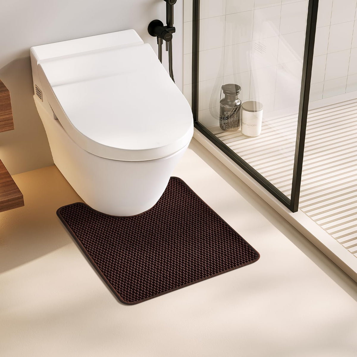 TYUU Bathroom Rugs Non Slip Washable, Super Absorbent Thin Bath Mat Small Quick Dry Low Pile Bathroom Rug, Light Grey 16"x24"
