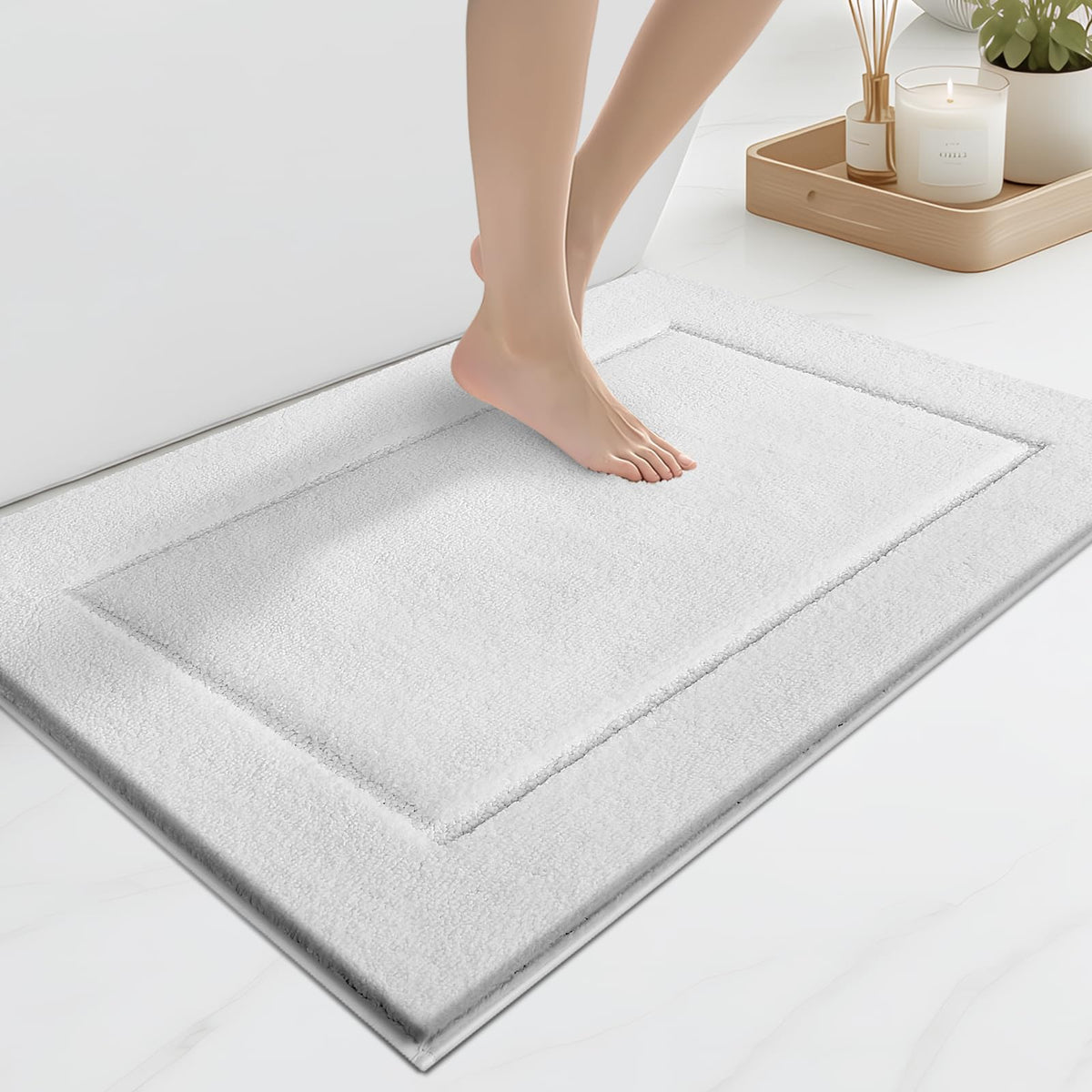 anllugs Bathroom Rugs, Non-Slip Bath Rugs, 24" x 60", Grey