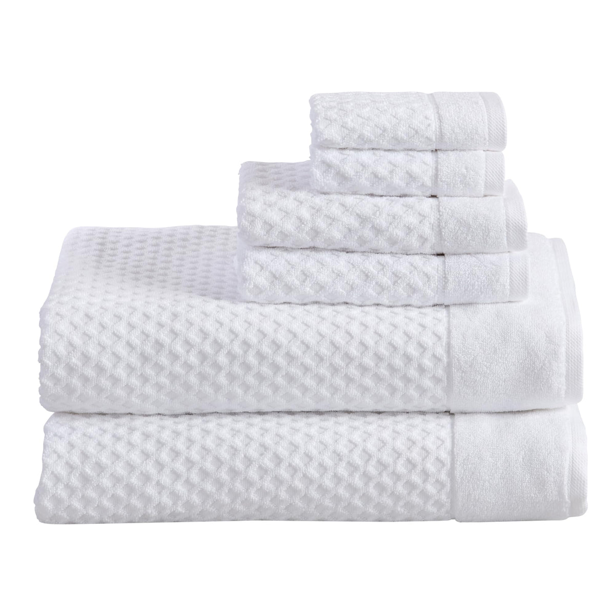 Great Bay Home Bath Towels - 100% Cotton 6 Piece Towel Set - Diamond Waffle Weave - Absorbent, Durable, Quick-Dry Towels for Bathroom (Marigold)
