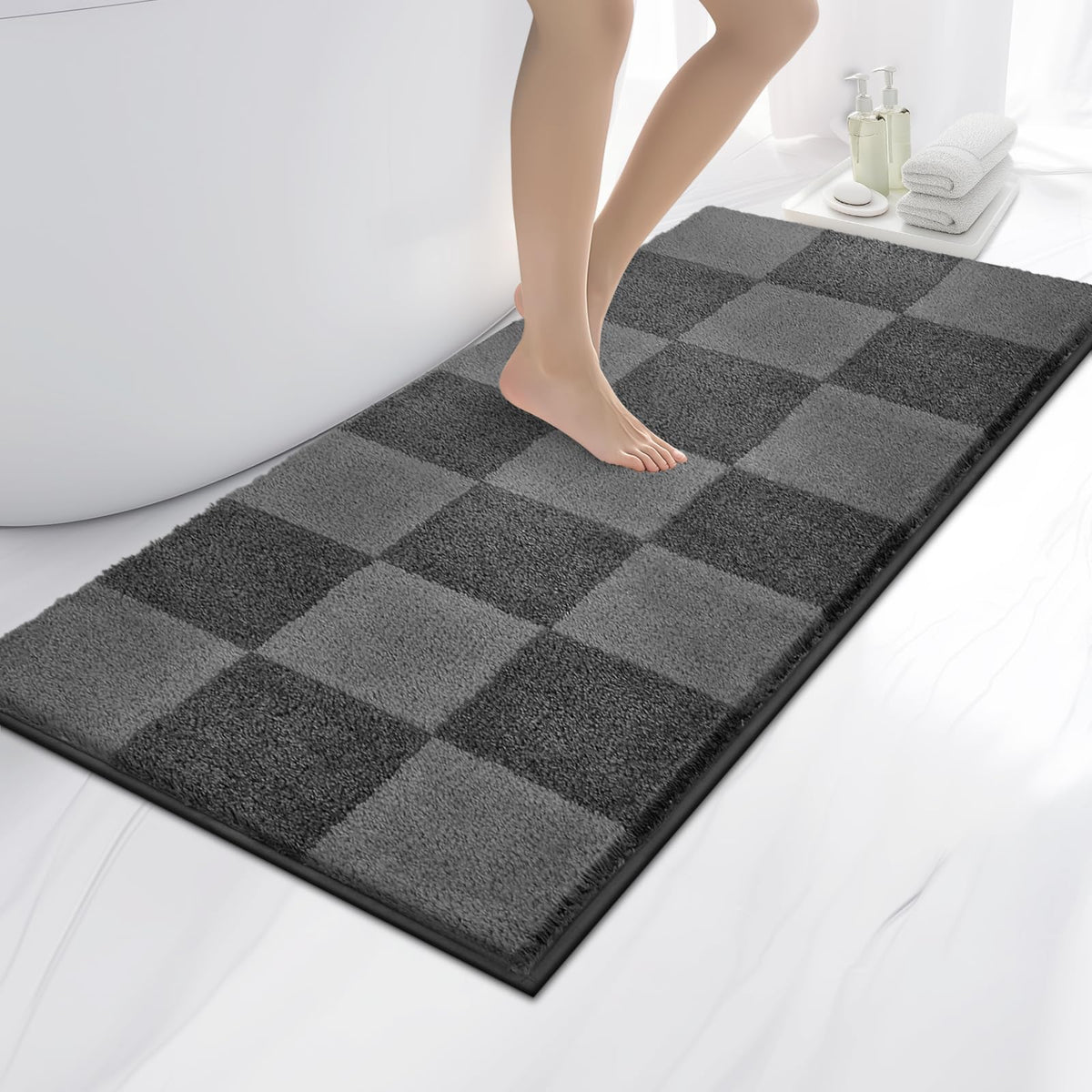 anllugs Bathroom Rugs, 20" x 30" Soft Bath Rugs, Olive Green & Green