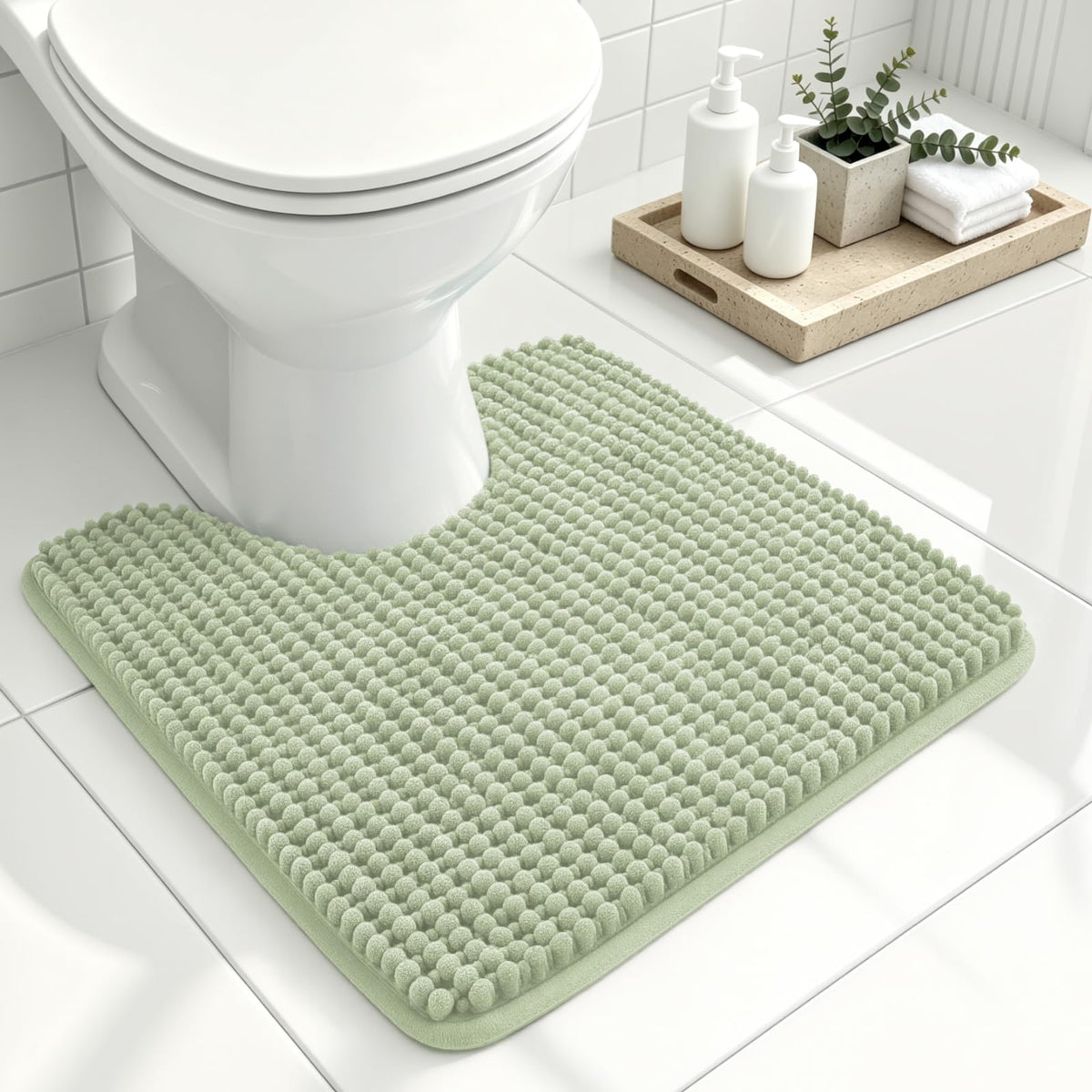 Ophanie Grey Bathroom Rugs 30x20, Soft Chenille Bath Mat, Non Slip Absorbent Quick Dry Light Gray Mats, Machine Washable Thick Small Area Rug Sets,Grip Bathmat for Shower,Toilet,Sink and Indoor Floor
