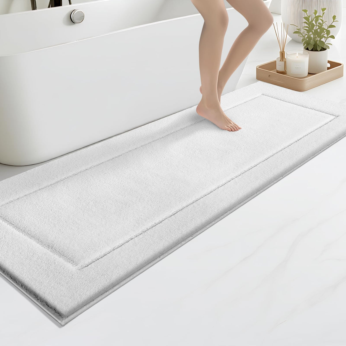 anllugs Bathroom Rugs, Non-Slip Bath Rugs, 24" x 60", Grey