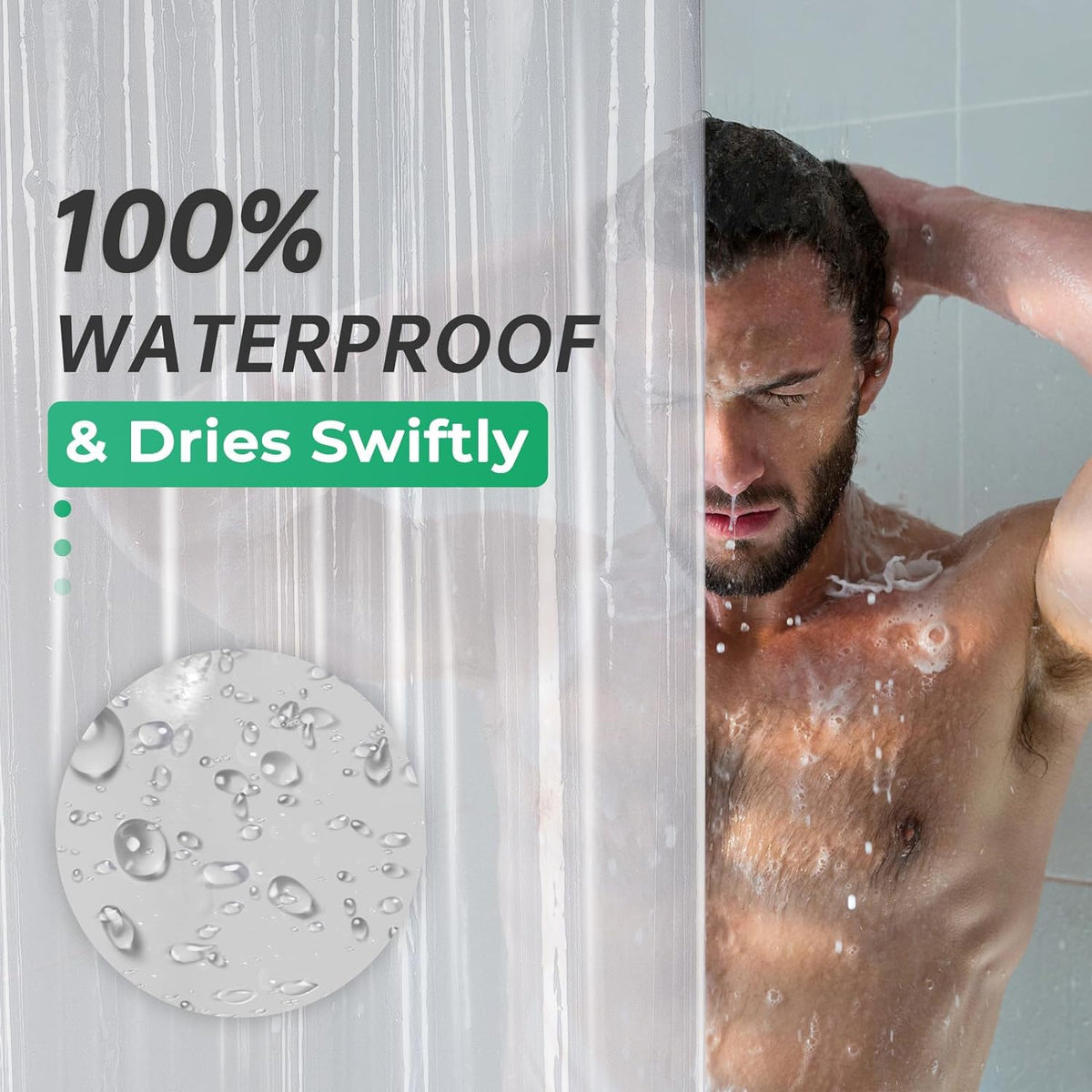 AmazerBath Long Stall Shower Curtain 36x84 Inches, Walk in Shower Curtain Plastic, Clear Shower Stall Curtain Heavy Duty Thick PEVA, Narrow Curtain with 2 Weighted Stones and 6 Grommet Holes