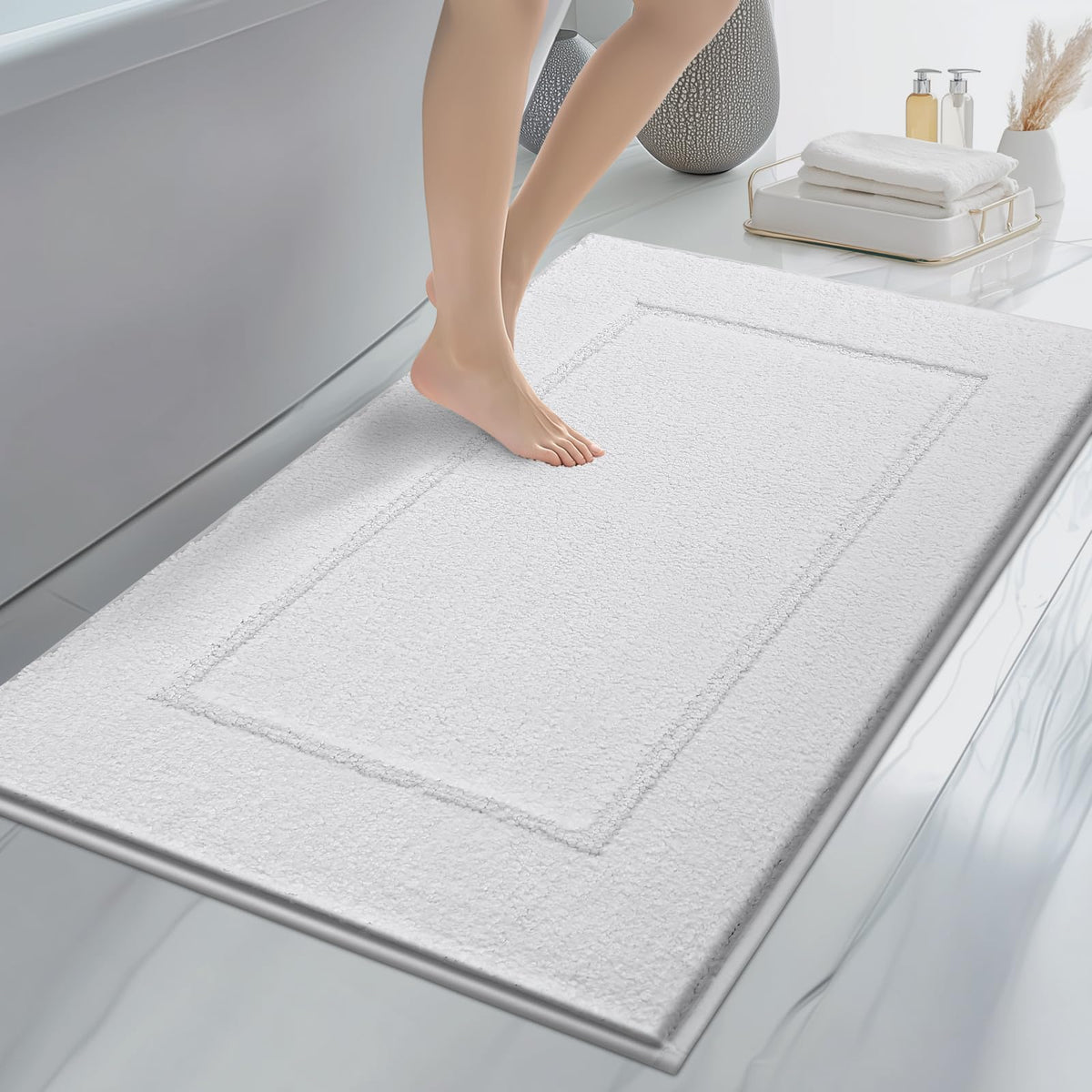 anllugs Bathroom Rugs, 20" x 30" Soft Bath Rugs, Olive Green & Green