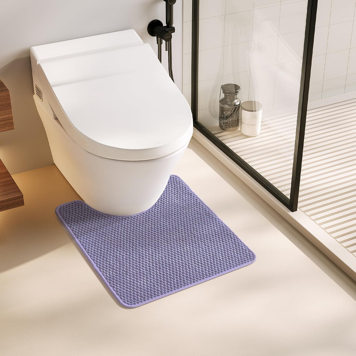 TYUU Bathroom Rugs Non Slip Washable, Super Absorbent Thin Bath Mat Small Quick Dry Low Pile Bathroom Rug, Light Grey 16"x24"