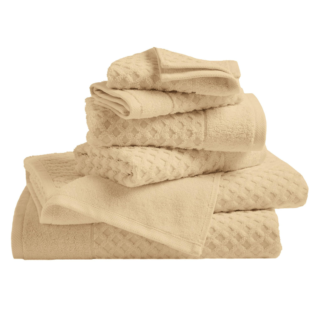 Great Bay Home Bath Towels - 100% Cotton 6 Piece Towel Set - Diamond Waffle Weave - Absorbent, Durable, Quick-Dry Towels for Bathroom (Marigold)