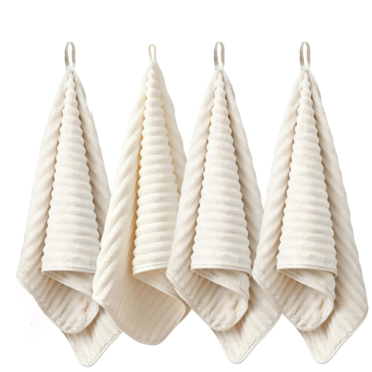 4PCS Blue Microfiber Hand Towels for Bathroom with Hanging Loops
