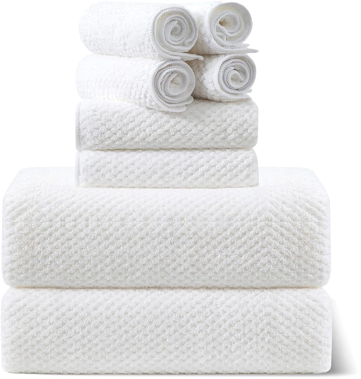8-Piece Bath Towel Set, 2 Extra Large Bath Towel Sheets, 2 Hand Towels and 4 Washcloths - Highly Absorbent Quick Dry Polyester,Ultra Soft Towel Set for Bathroom, Waffle Weave Design, Pack of 8, Green