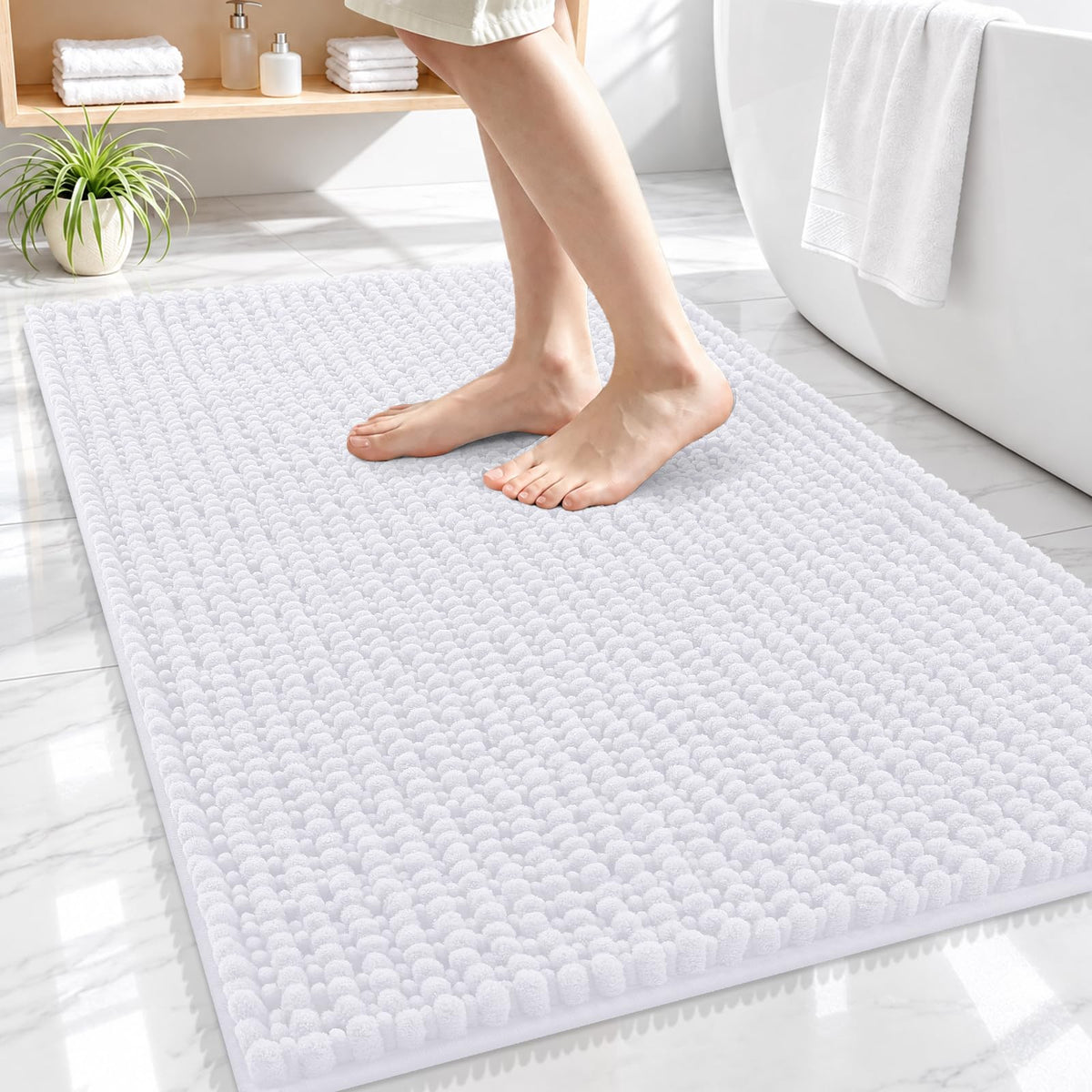 Smiry Thick Bathroom Rugs 30x20, Extra Soft Absorbent Chenille Bath Mat