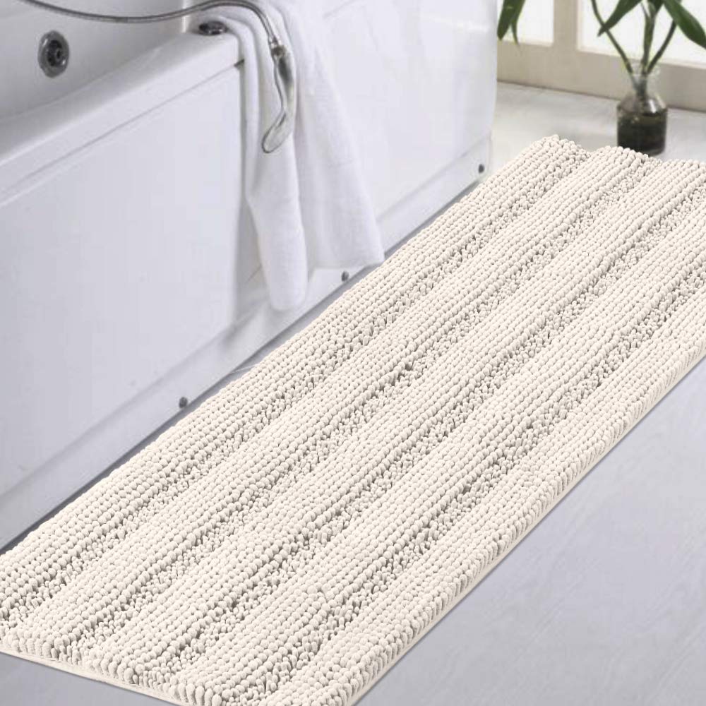 Turquoize Bathroom Runner Rug 17"x47", Soft Absorbent Chenille Bath Rug