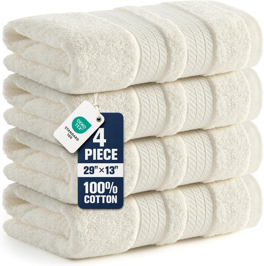 ecolook 4 Pack Premium Hand Towels for Bathroom, 500 GSM Cotton, Cream