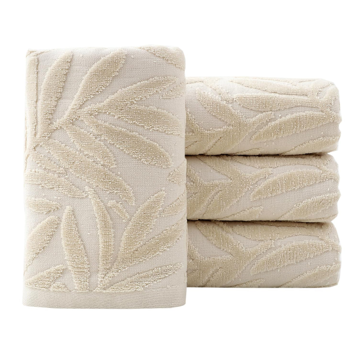 Pidada Leaf Absorbent Soft Hand Towels for Bathroom Set of 2,Light Brown