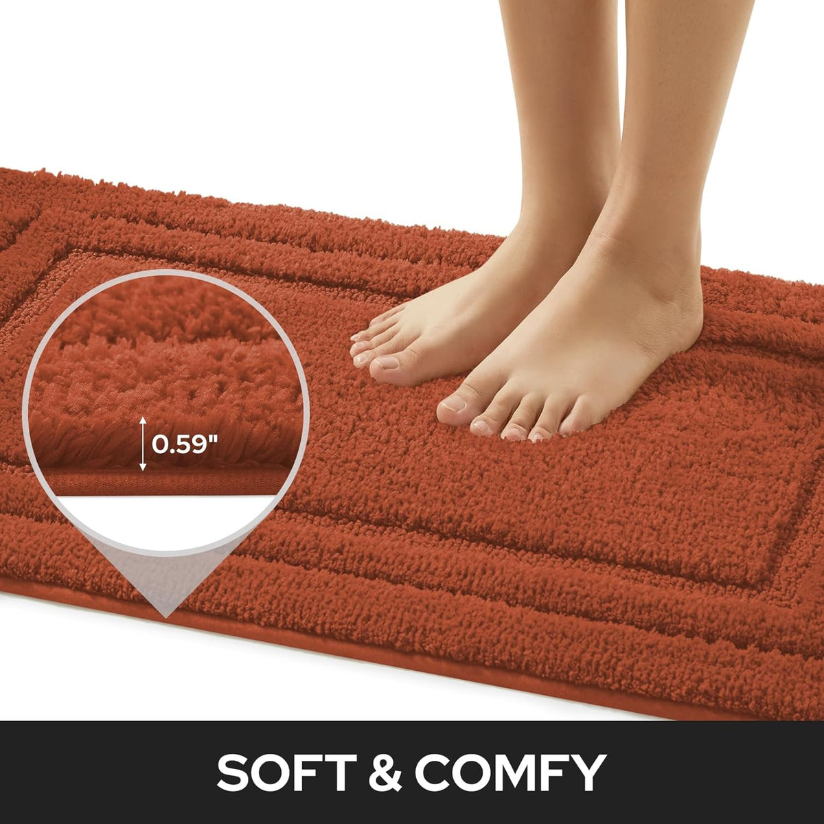 HOMEIDEAS Fall Bathroom Rugs Sets, 2 Piece Soft Bath Mat Burnt Orange