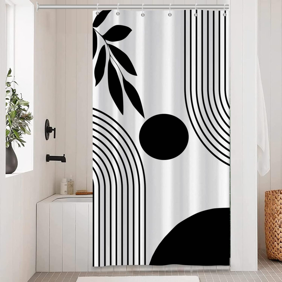 Burnt Orange Rust Shower Curtain Boho Abstract Geometric