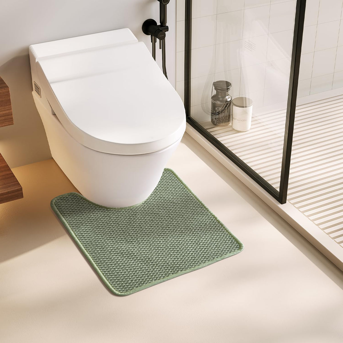 TYUU Bathroom Rugs Non Slip Washable, Super Absorbent Thin Bath Mat Small Quick Dry Low Pile Bathroom Rug, Light Grey 16"x24"
