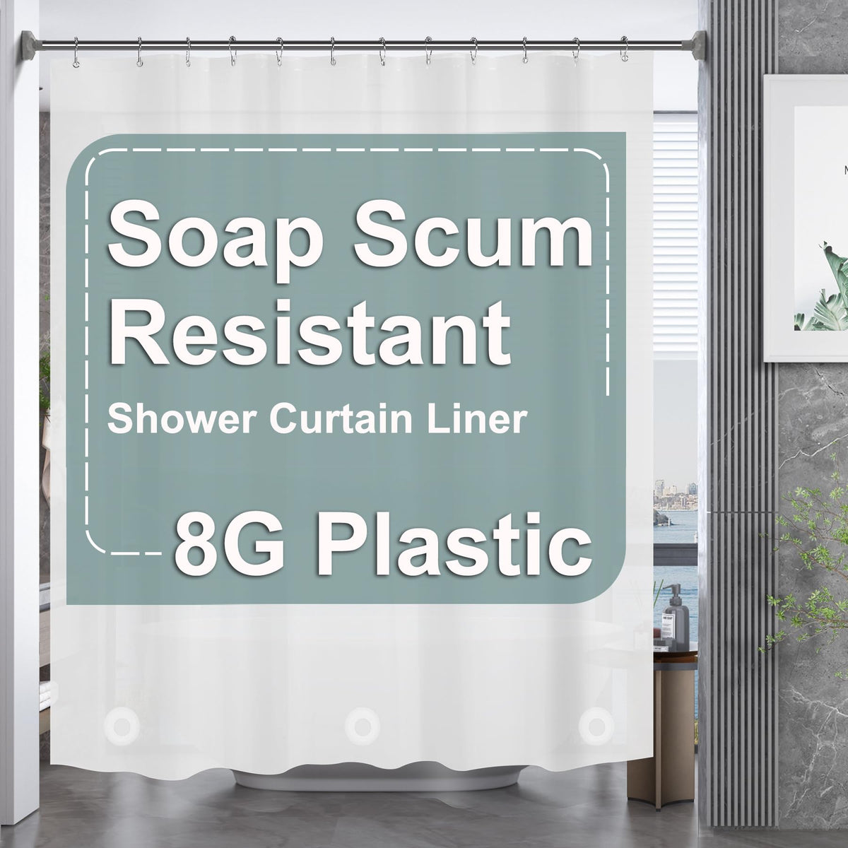 AmazerBath Long Stall Shower Curtain 36x84 Inches, Walk in Shower Curtain Plastic, Clear Shower Stall Curtain Heavy Duty Thick PEVA, Narrow Curtain with 2 Weighted Stones and 6 Grommet Holes