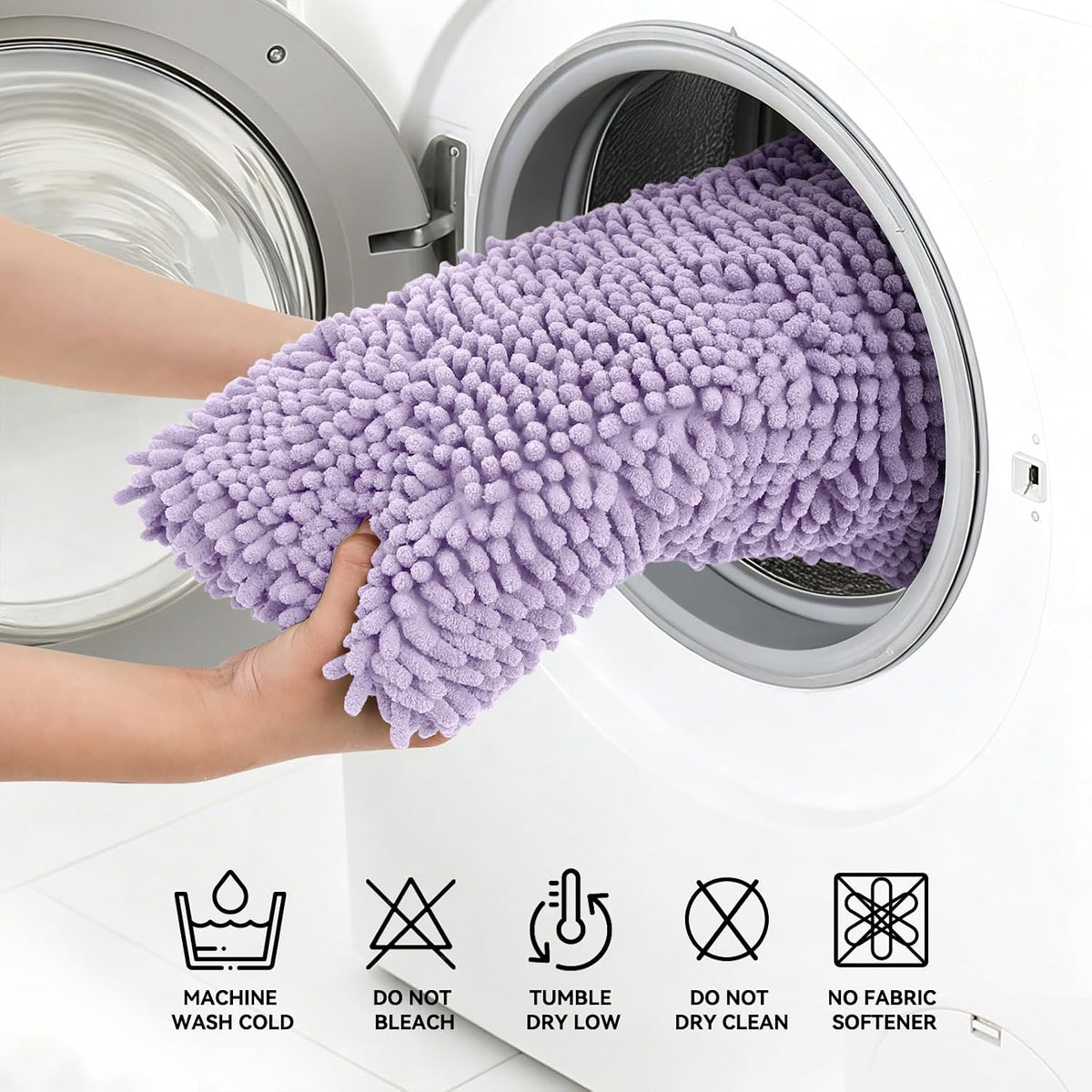 Bcoimo Small Bath Rug Mat,24x17 Extra Soft Chenille Lavender Bathroom Mats