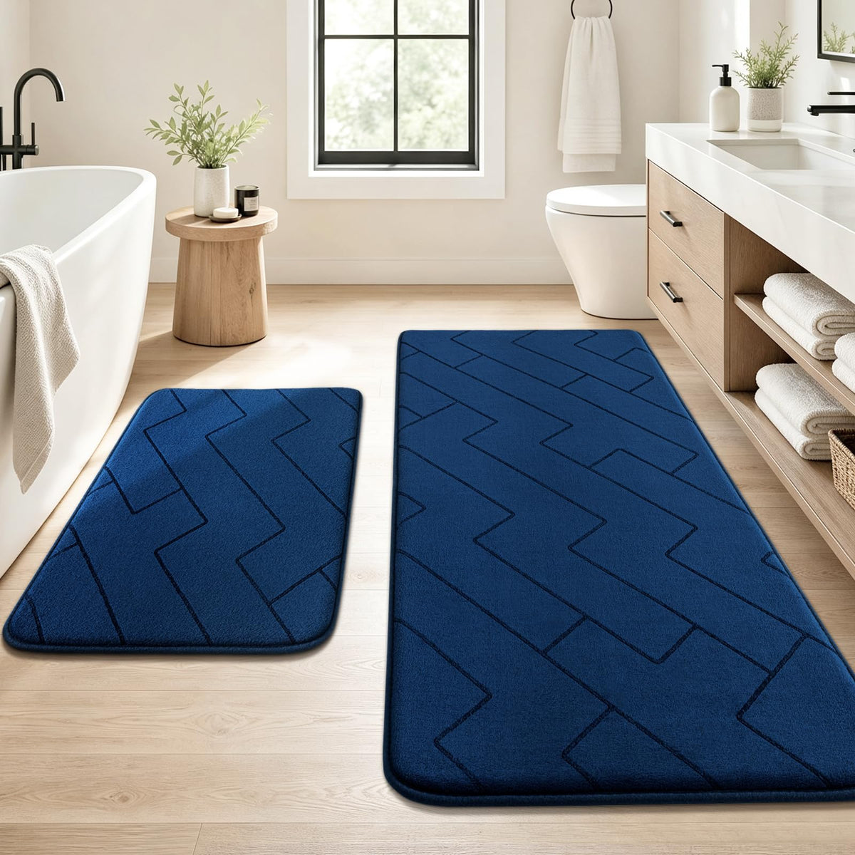 YIHOUSE 3 Piece Bathroom Rug Set - Soft Memory Foam Bath Mat, Dark Grey