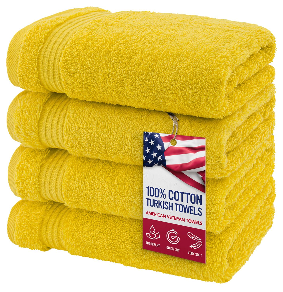 American Veteran Towel, Hand Towels for Bathroom Set of 4, 100% Cotton Turkish Hand Towel Sets, Soft Hand Face Towels, Navy Blue Hand Towels