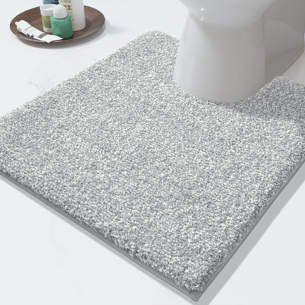 Yimobra Non Slip Machine Washable Bathroom Rug 32x20 Light Blue and White