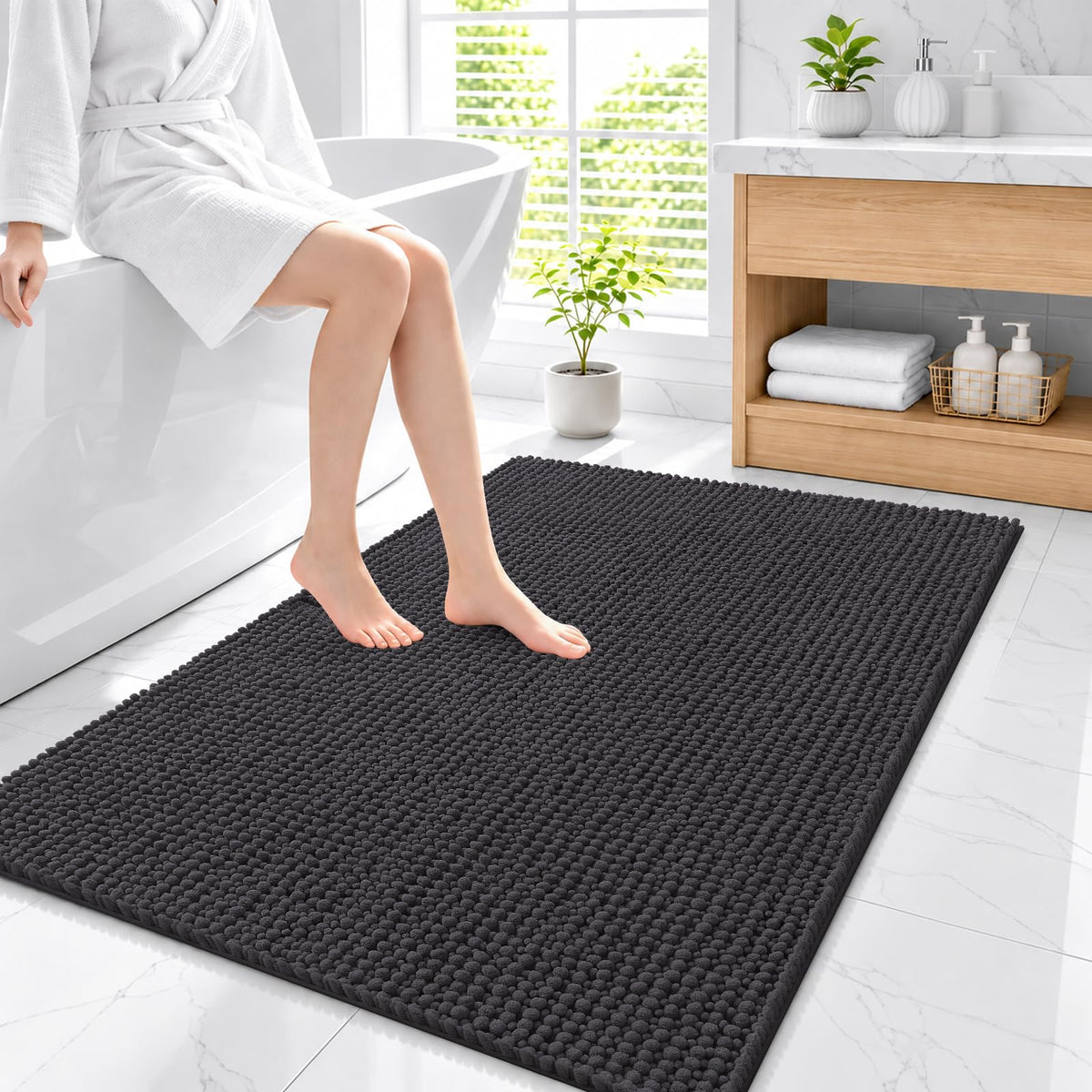 Smiry Thick Bathroom Rugs 30x20, Extra Soft Absorbent Chenille Bath Mat