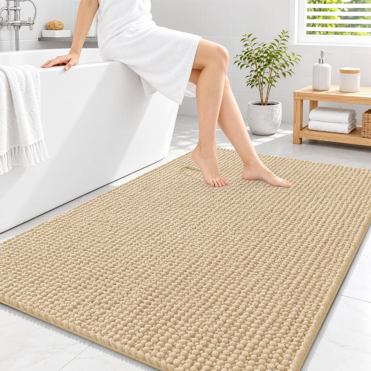 Smiry Thick Bathroom Rugs 30x20, Extra Soft Absorbent Chenille Bath Mat