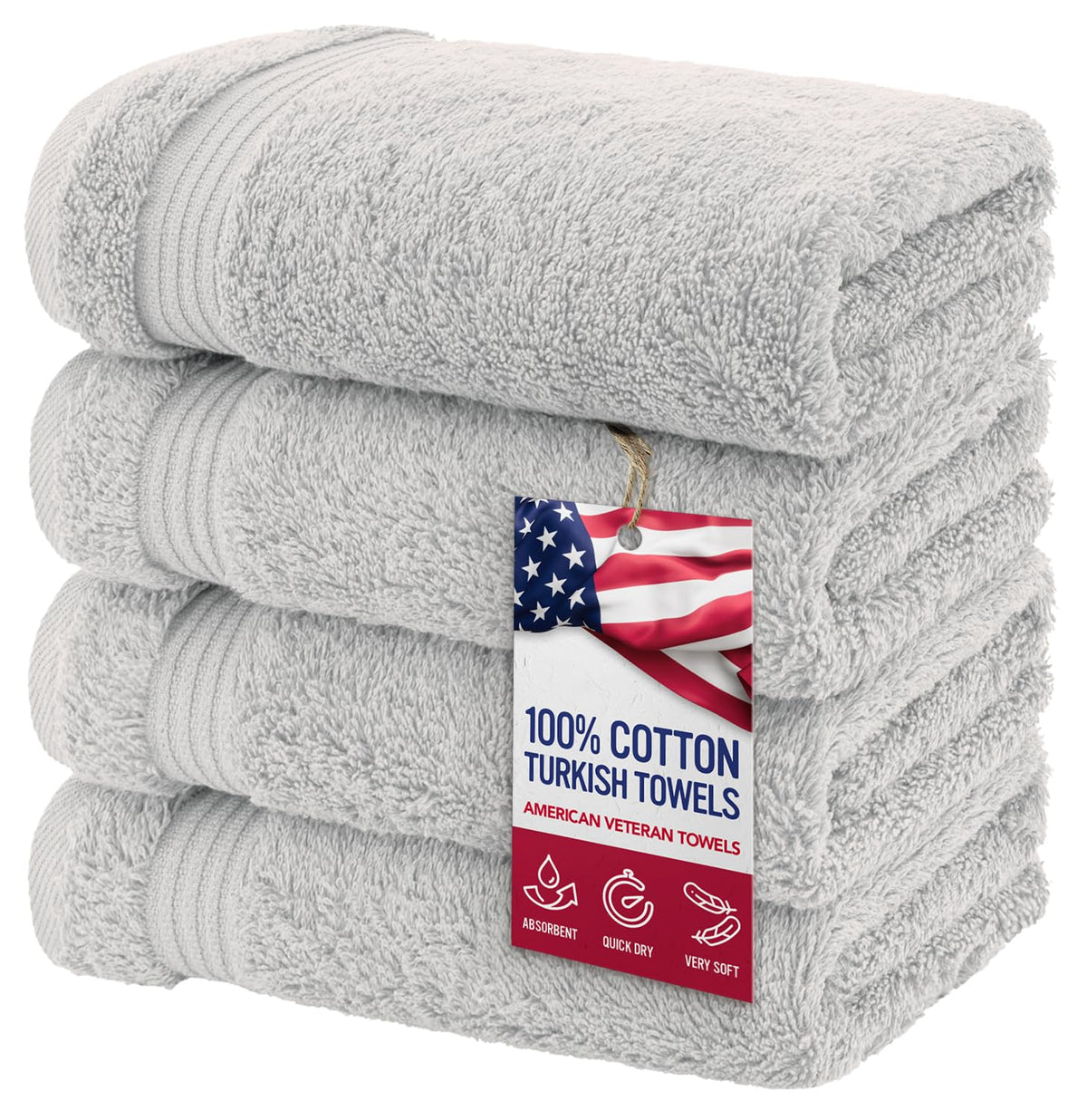 American Veteran Towel, Hand Towels for Bathroom Set of 4, 100% Cotton Turkish Hand Towel Sets, Soft Hand Face Towels, Navy Blue Hand Towels