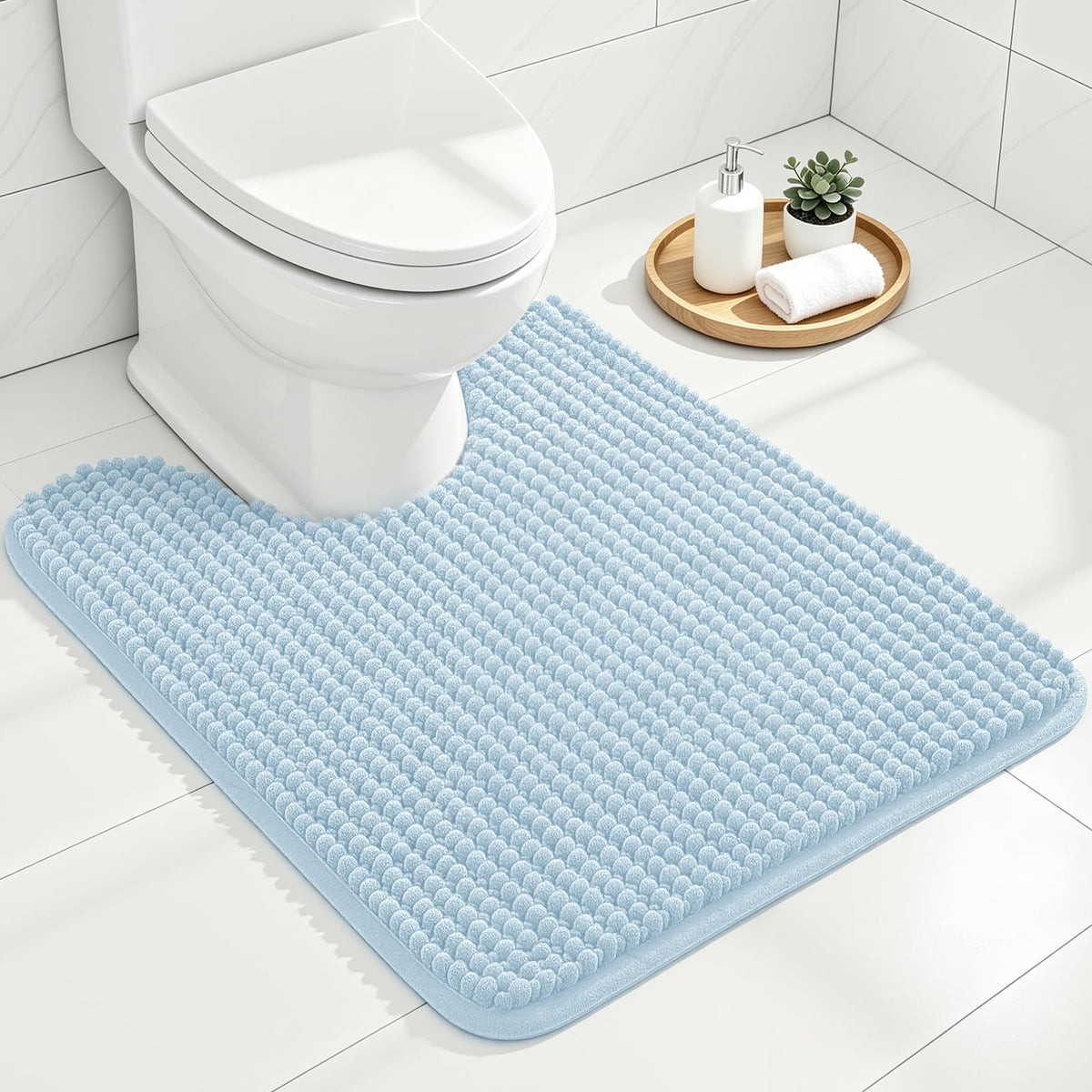 Ophanie Grey Bathroom Rugs 30x20, Soft Chenille Bath Mat, Non Slip Absorbent Quick Dry Light Gray Mats, Machine Washable Thick Small Area Rug Sets,Grip Bathmat for Shower,Toilet,Sink and Indoor Floor