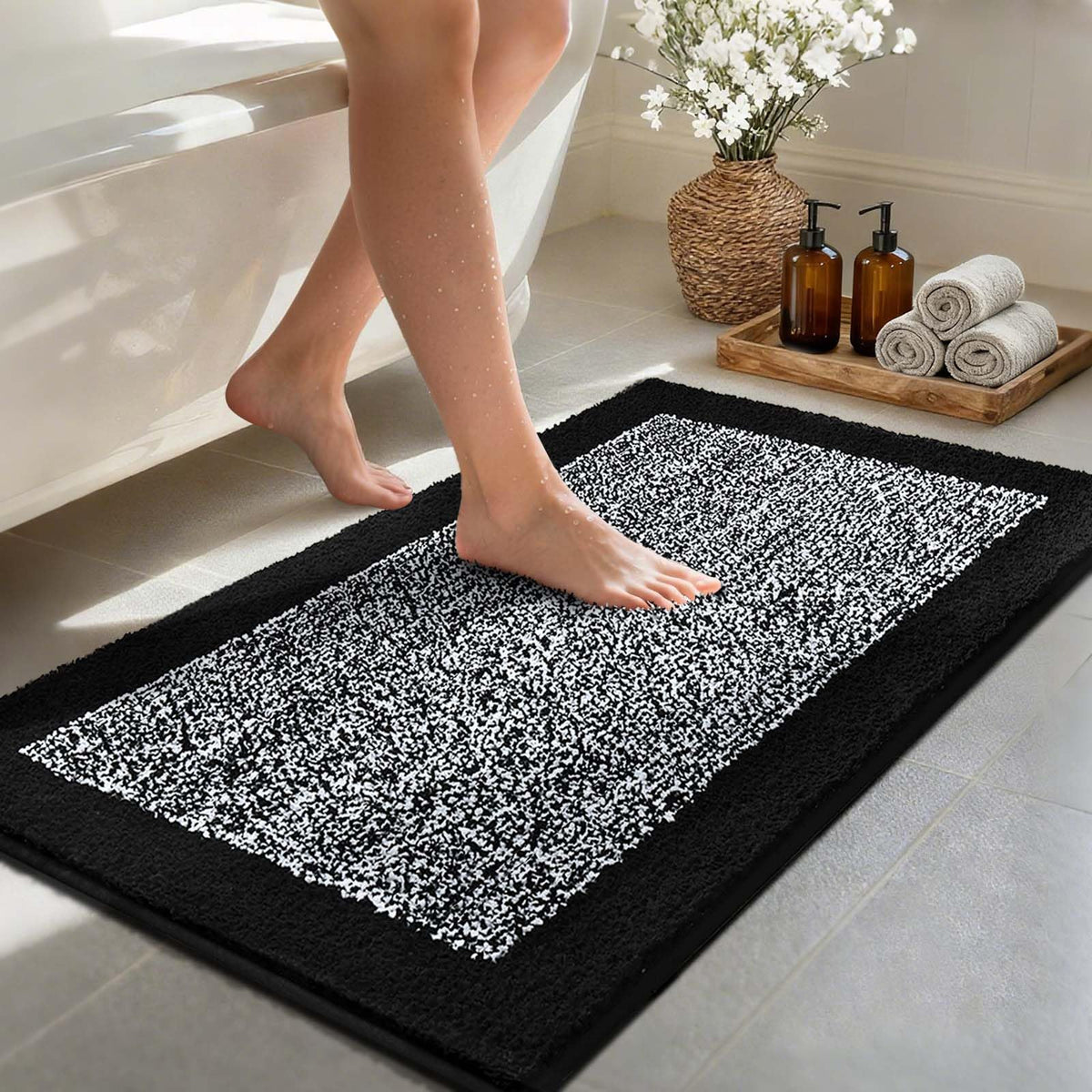 48x24 Long Bathroom Rugs Non Slip Washable, Soft Absorbent Bath Mat Blue