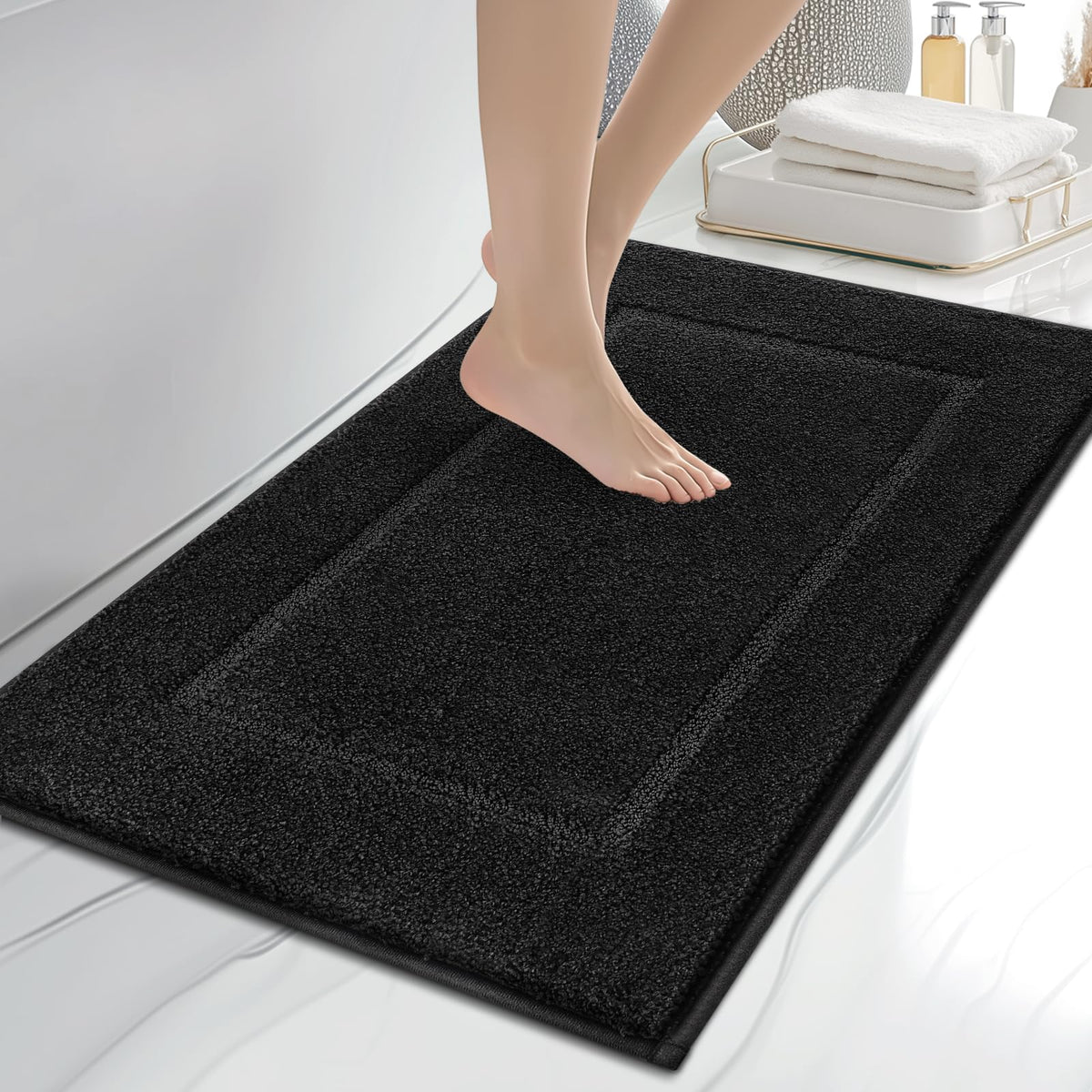 anllugs Bathroom Rugs, 20" x 30" Soft Bath Rugs, Olive Green & Green