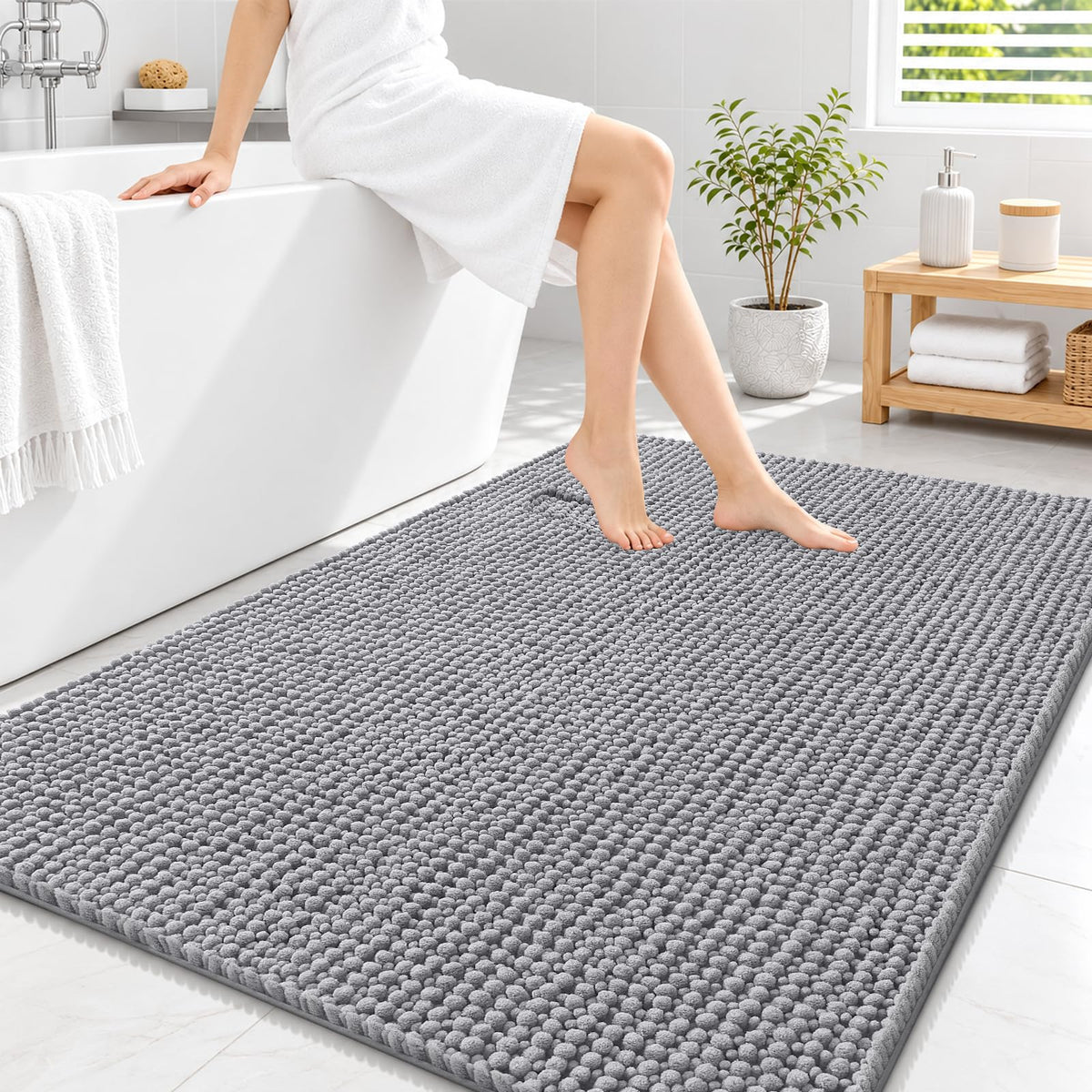 Smiry Thick Bathroom Rugs 30x20, Extra Soft Absorbent Chenille Bath Mat