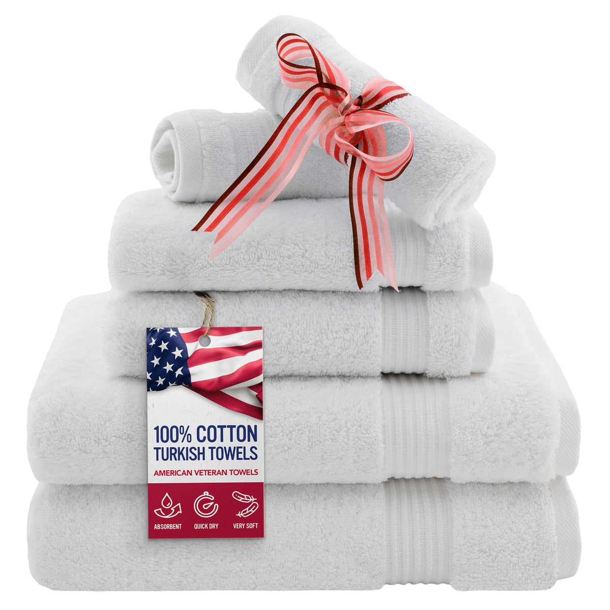 American Veteran Towel, Hand Towels for Bathroom Set of 4, 100% Cotton Turkish Hand Towel Sets, Soft Hand Face Towels, Navy Blue Hand Towels