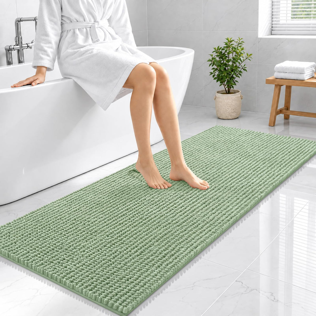 Smiry Thick Bathroom Rugs 30x20, Extra Soft Absorbent Chenille Bath Mat
