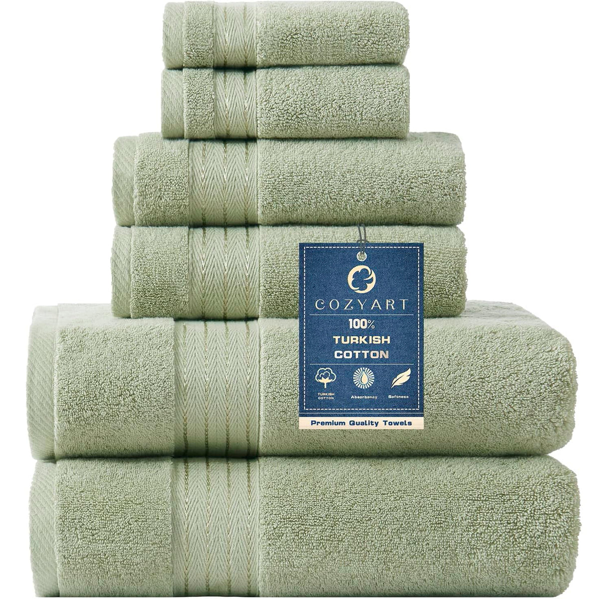 COZYART Luxury Bath Towel Set 6 Pcs, Burnt Orange 100% Turkish Cotton