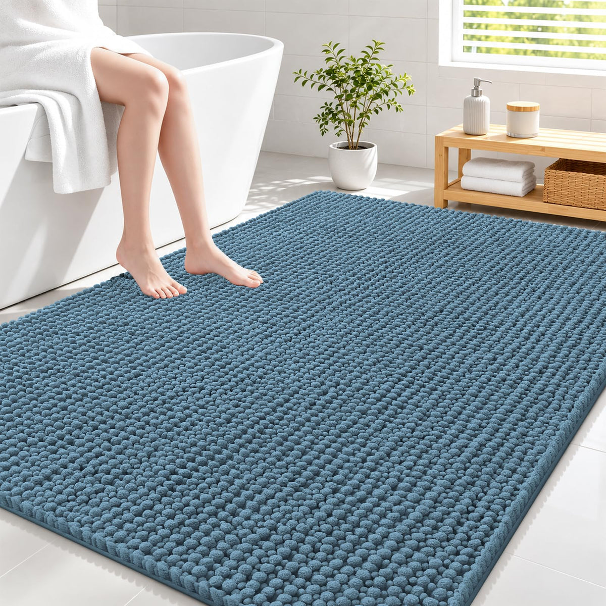 Smiry Thick Bathroom Rugs 30x20, Extra Soft Absorbent Chenille Bath Mat