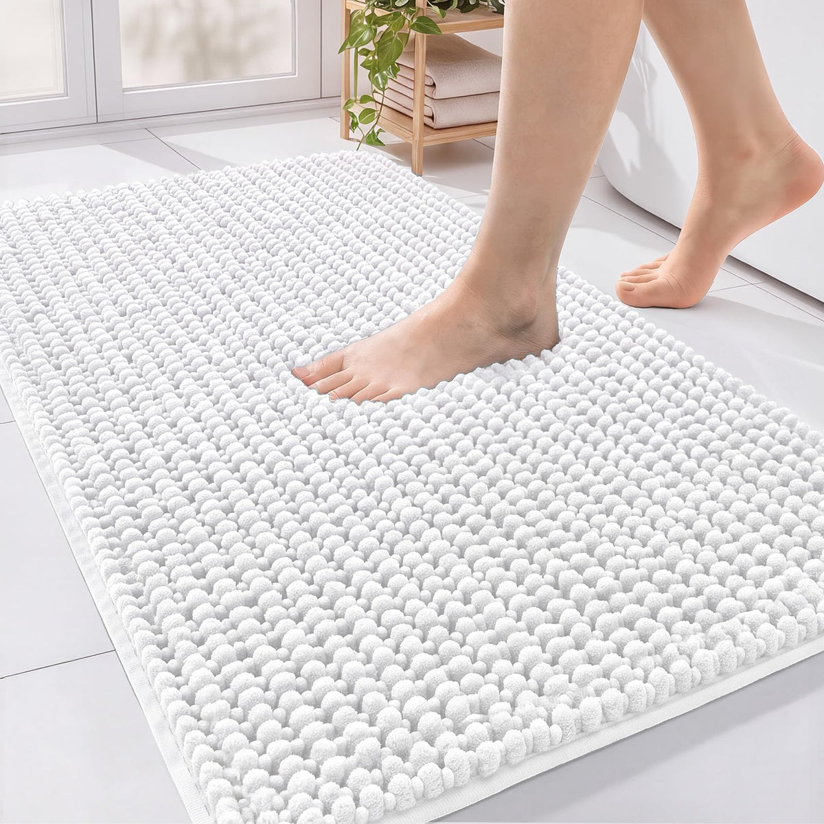 Ophanie Grey Bathroom Rugs 30x20, Soft Chenille Bath Mat, Non Slip Absorbent Quick Dry Light Gray Mats, Machine Washable Thick Small Area Rug Sets,Grip Bathmat for Shower,Toilet,Sink and Indoor Floor