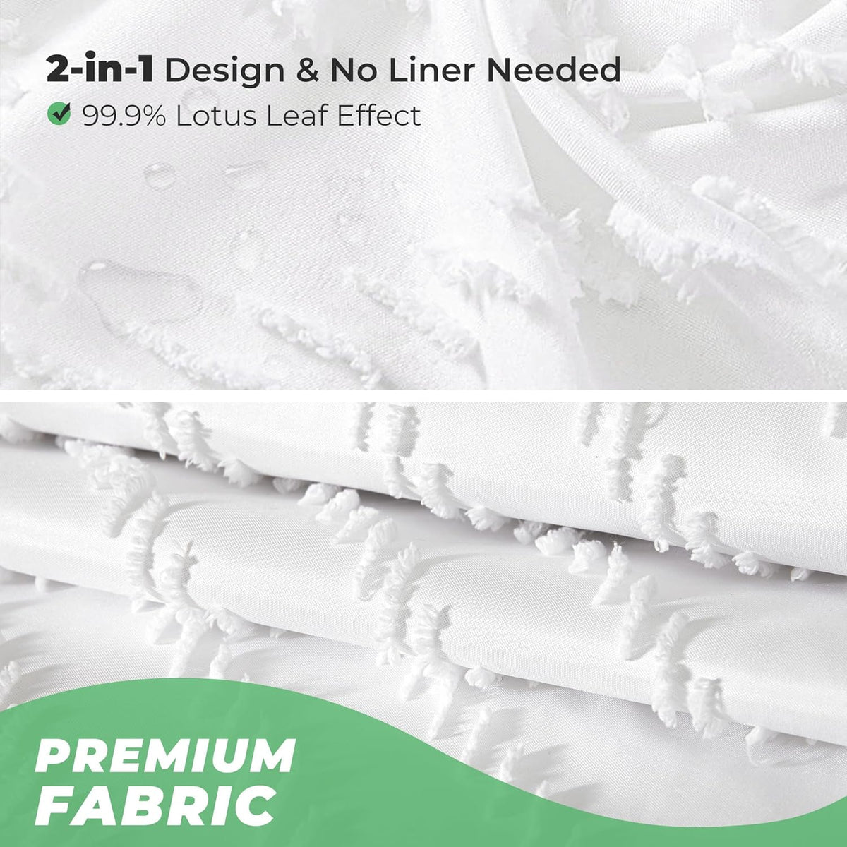 White Boho Fabric Shower Curtain 72 x 84 Inches