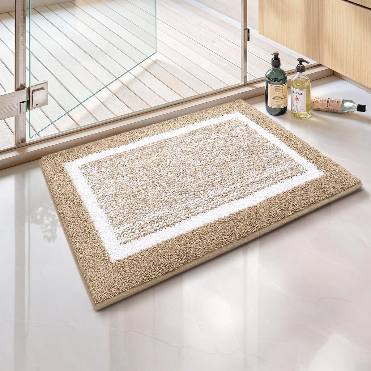 Color&Geometry 16"x24" Small Bath Mats for Bathroom Simple and Stylish,Gray