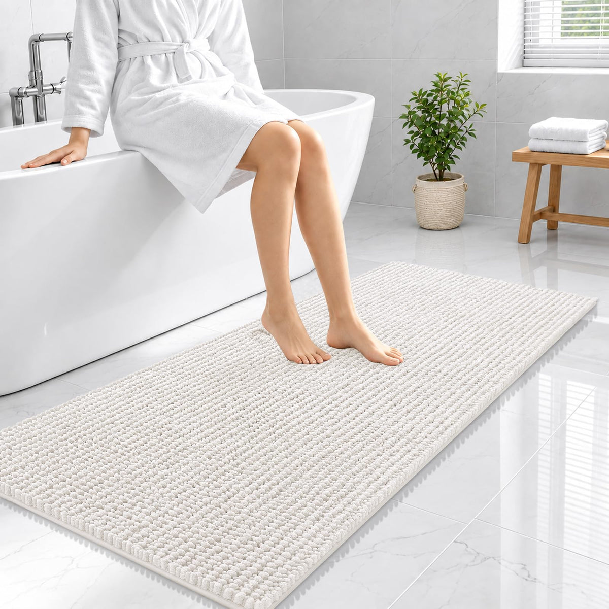 Smiry Thick Bathroom Rugs 30x20, Extra Soft Absorbent Chenille Bath Mat