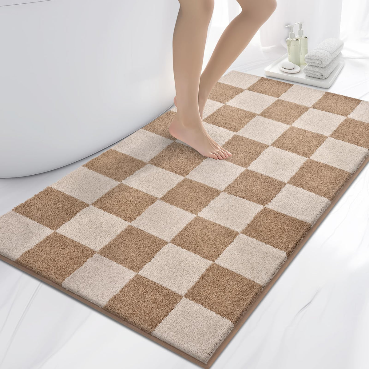 anllugs Bathroom Rugs, 20" x 30" Soft Bath Rugs, Olive Green & Green