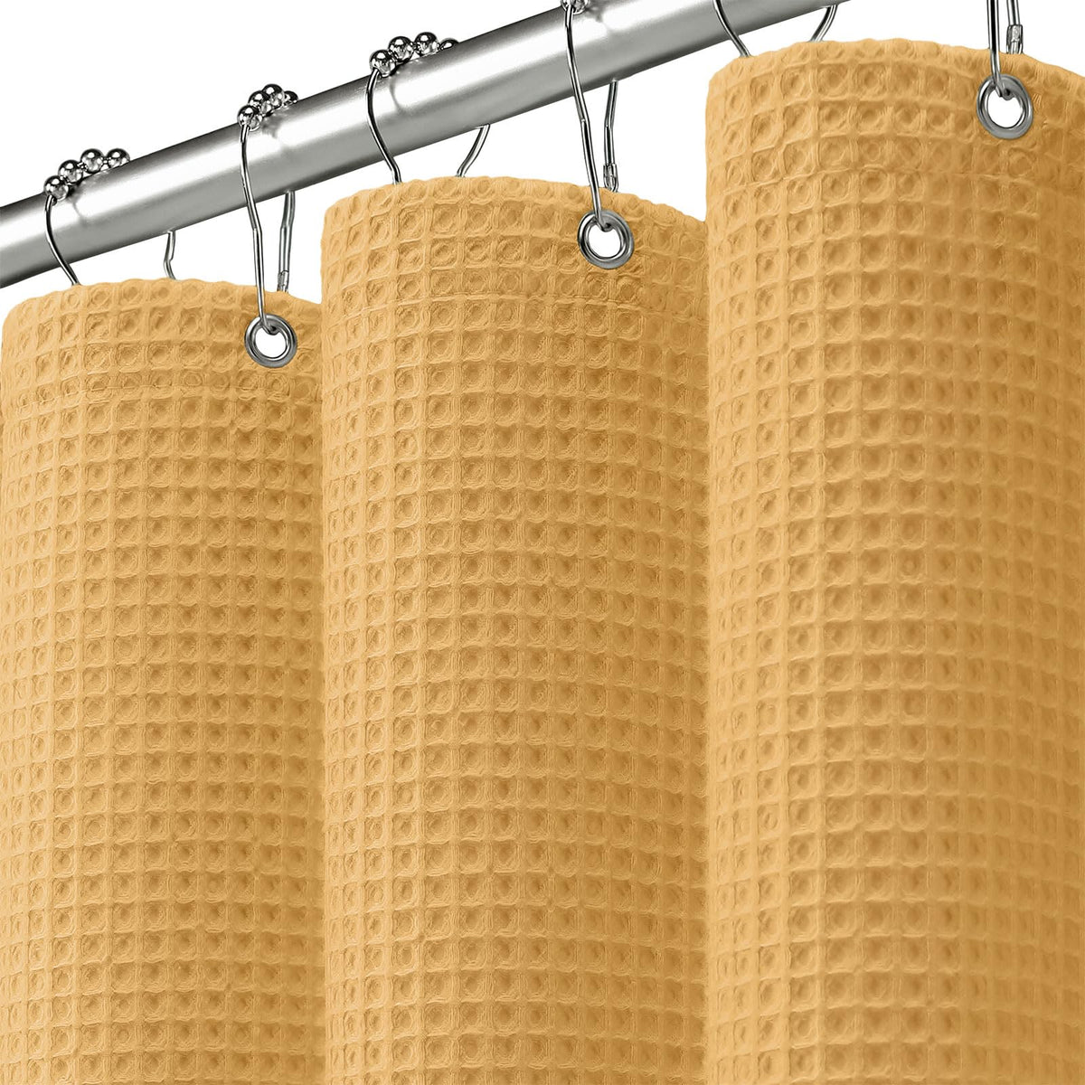 White Waffle Weave Shower Curtain 258GSM Heavyweight Cotton Fabric 72Wx72L