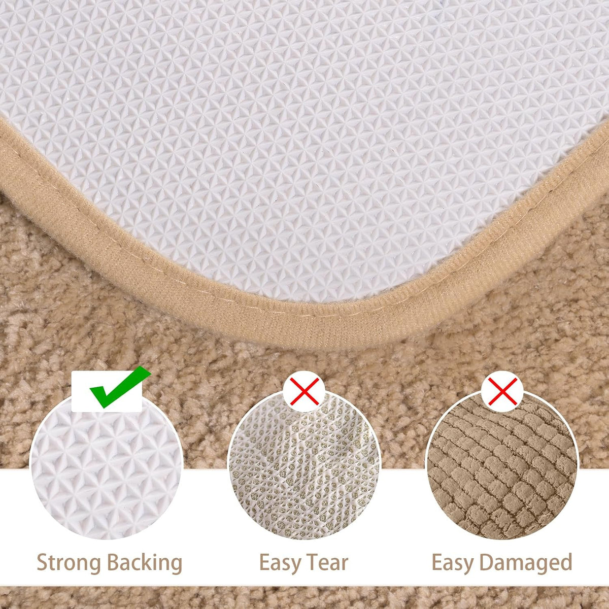 LOCHAS Bathroom Rug Set 2 Piece, 20''x20'' & 34''x21'', Beige
